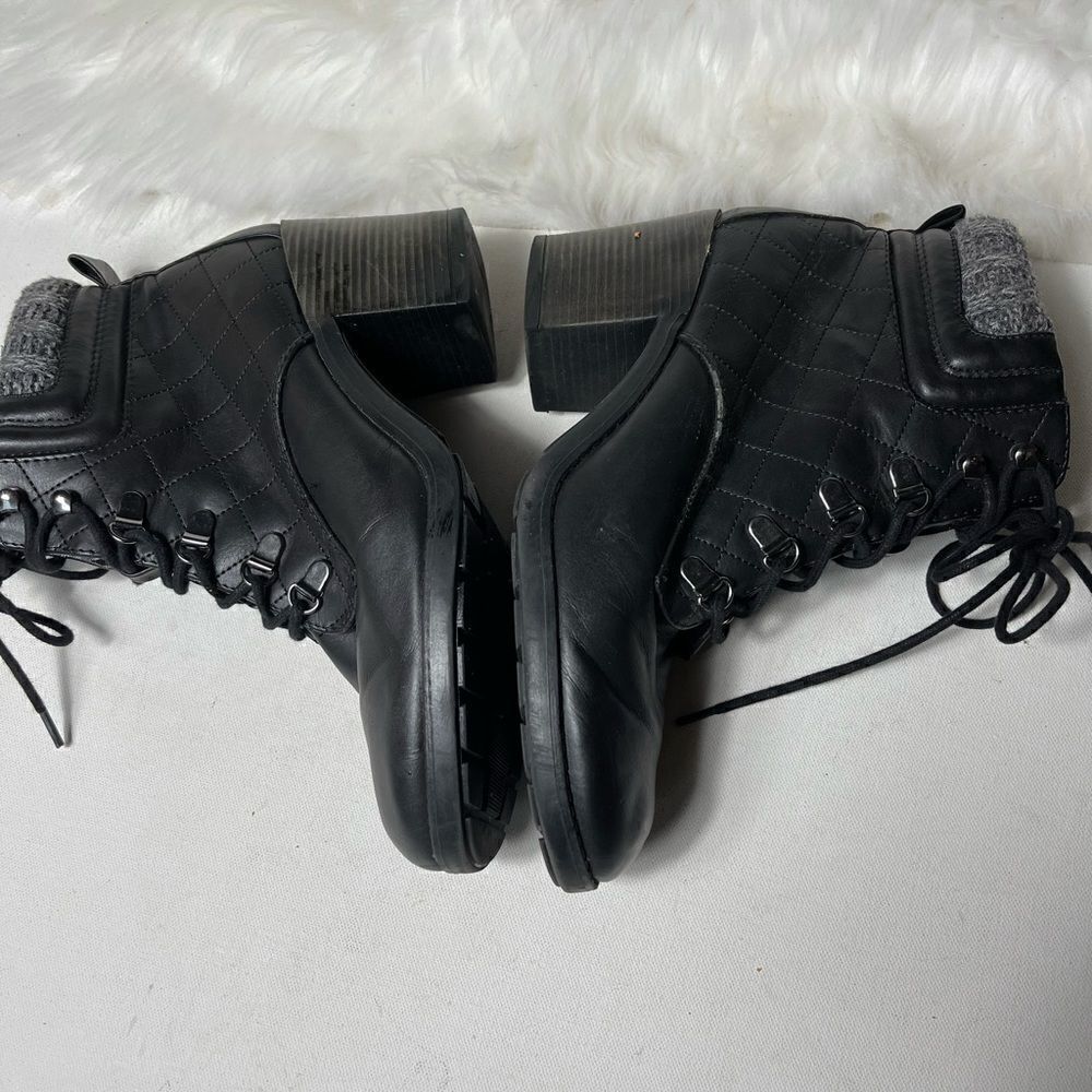 Mia teddy black knitted collar lace up combat boots round toe size 11 - Picture 6 of 9